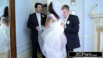 play Xxx cocks in the pussy of a sexy bride on the wedding day